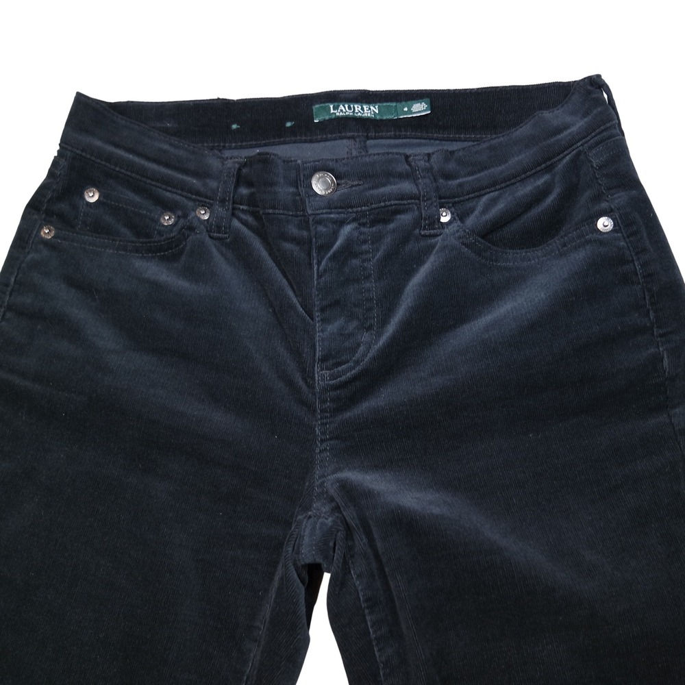 Lauren Ralph Lauren Womens Modern Straight Velvet Pants Black Size 4